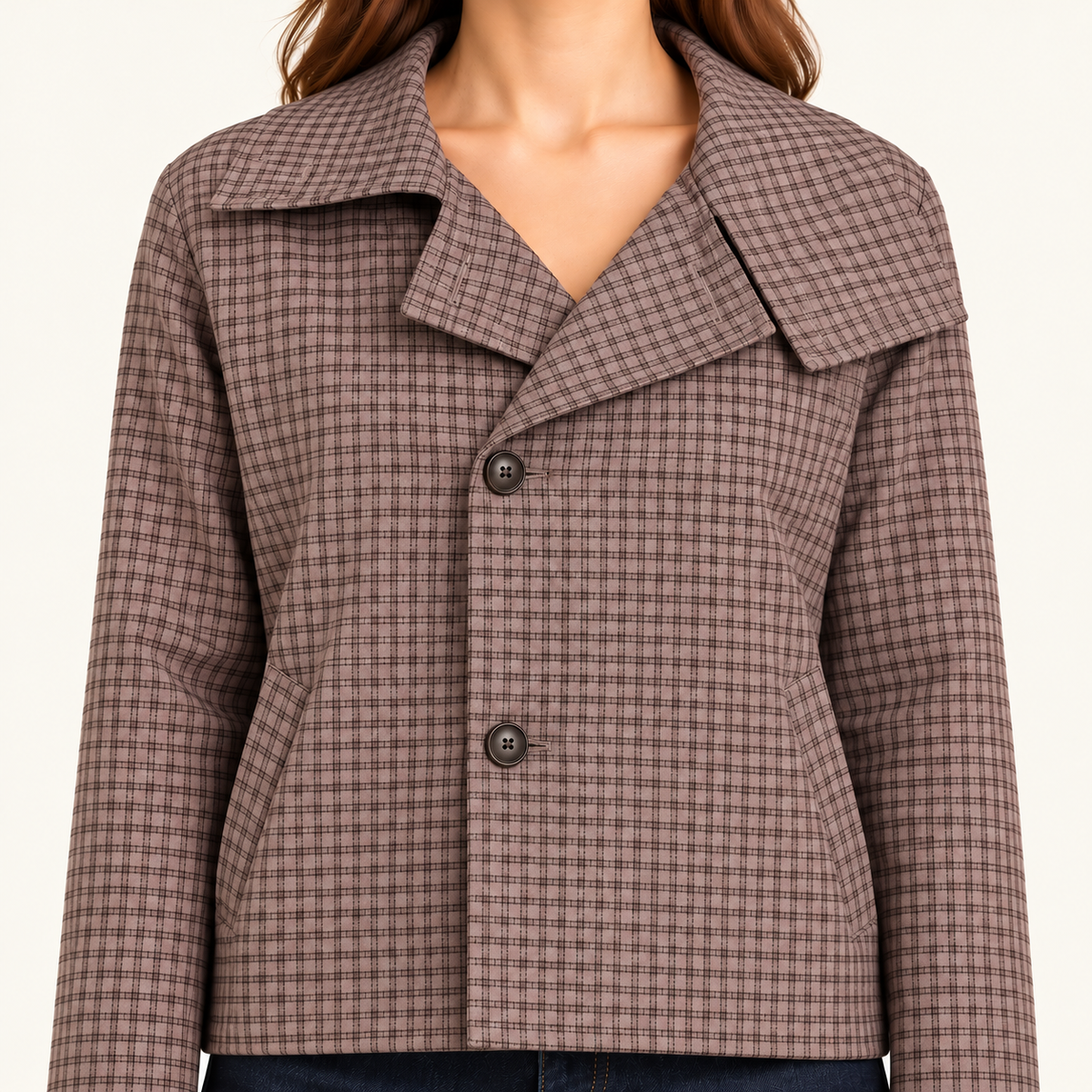 Checked Wide-Collar Jacket
