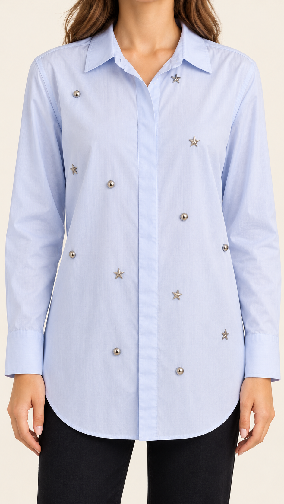 Pale Blue Embellished Shirt