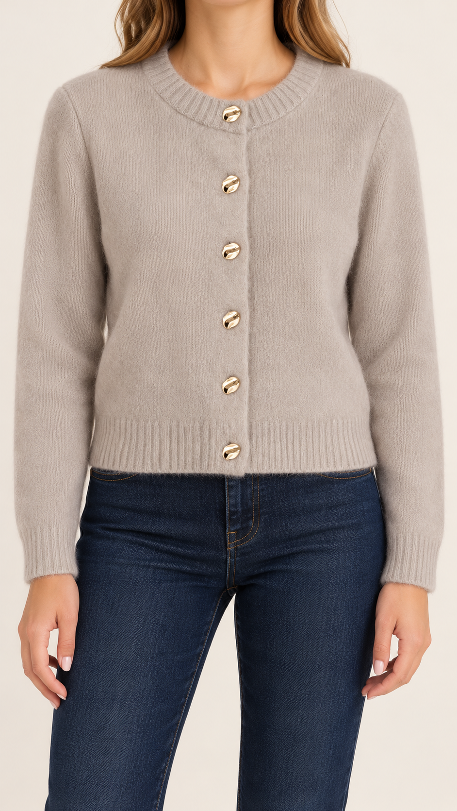 Ivory Cropped V-Neck Cardigan