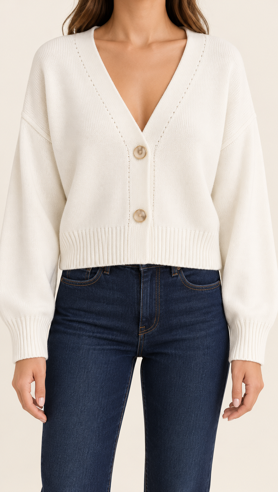 Taupe Gold-Button Cardigan