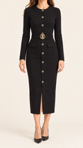 Black Belted Midi Dress