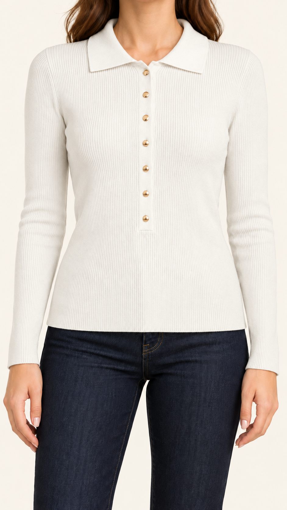 Chocolate Ribbed Polo Top