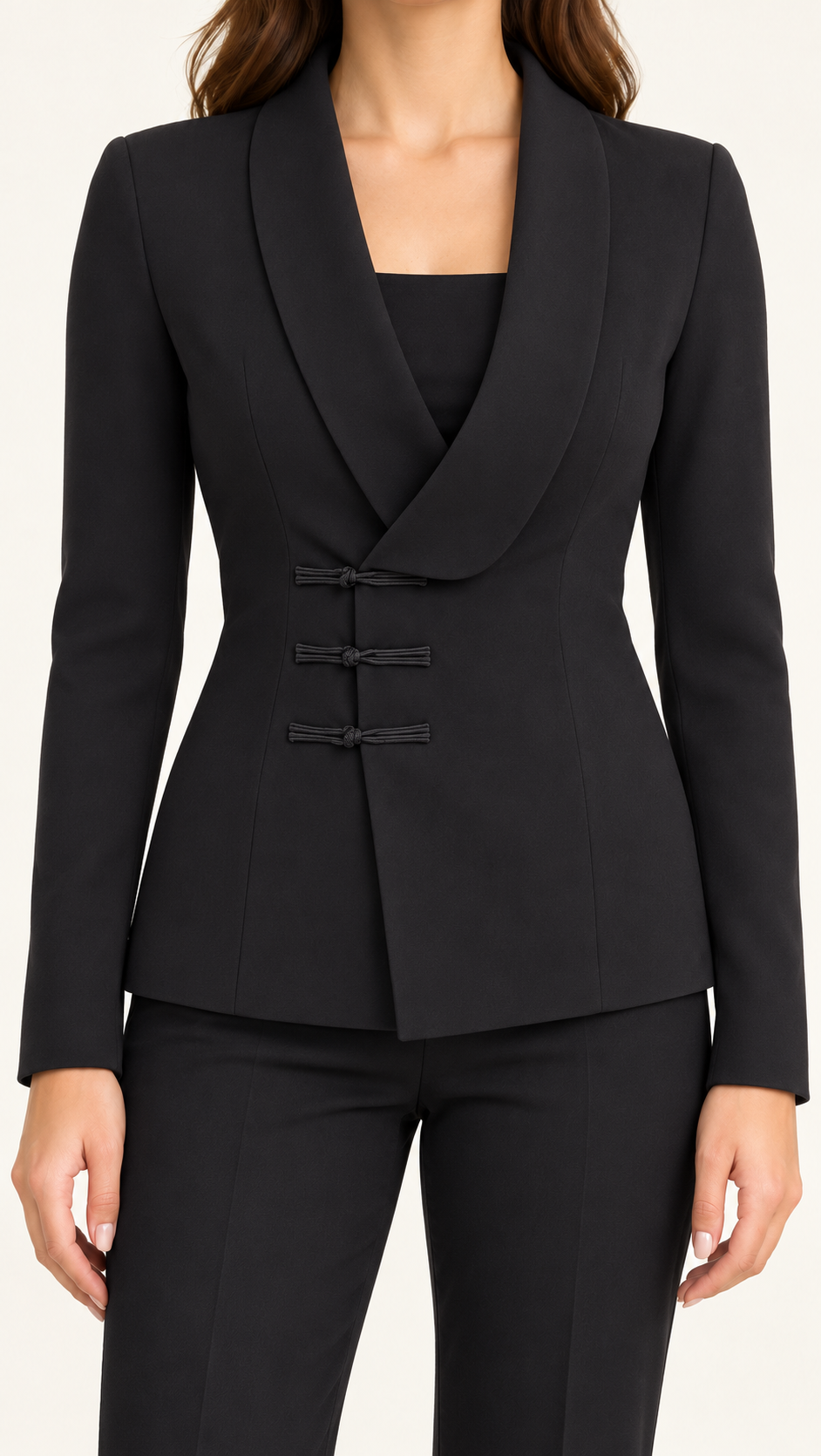 Black Knot-Fastening Trouser Set