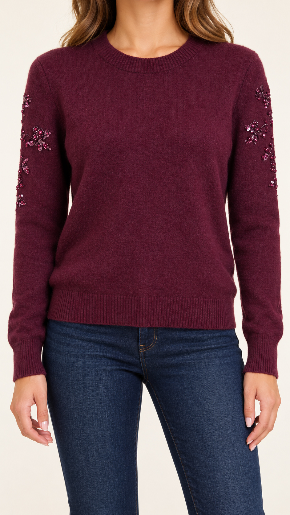 Burgundy Embellished Sweater