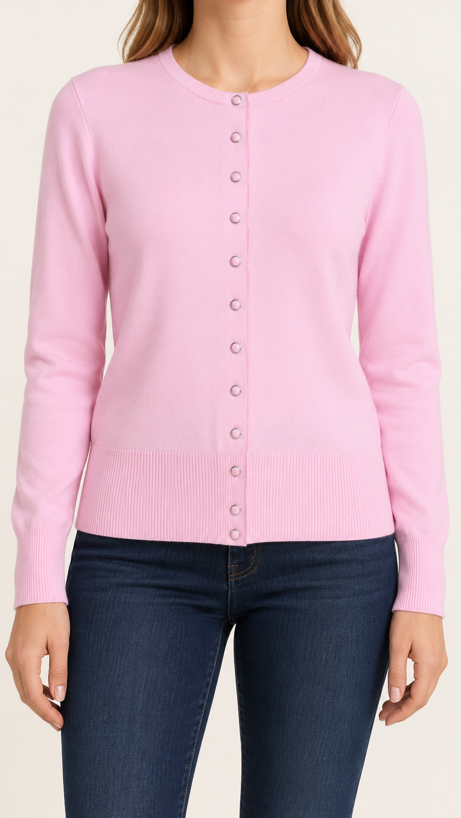 Baby Pink Button Cardigan