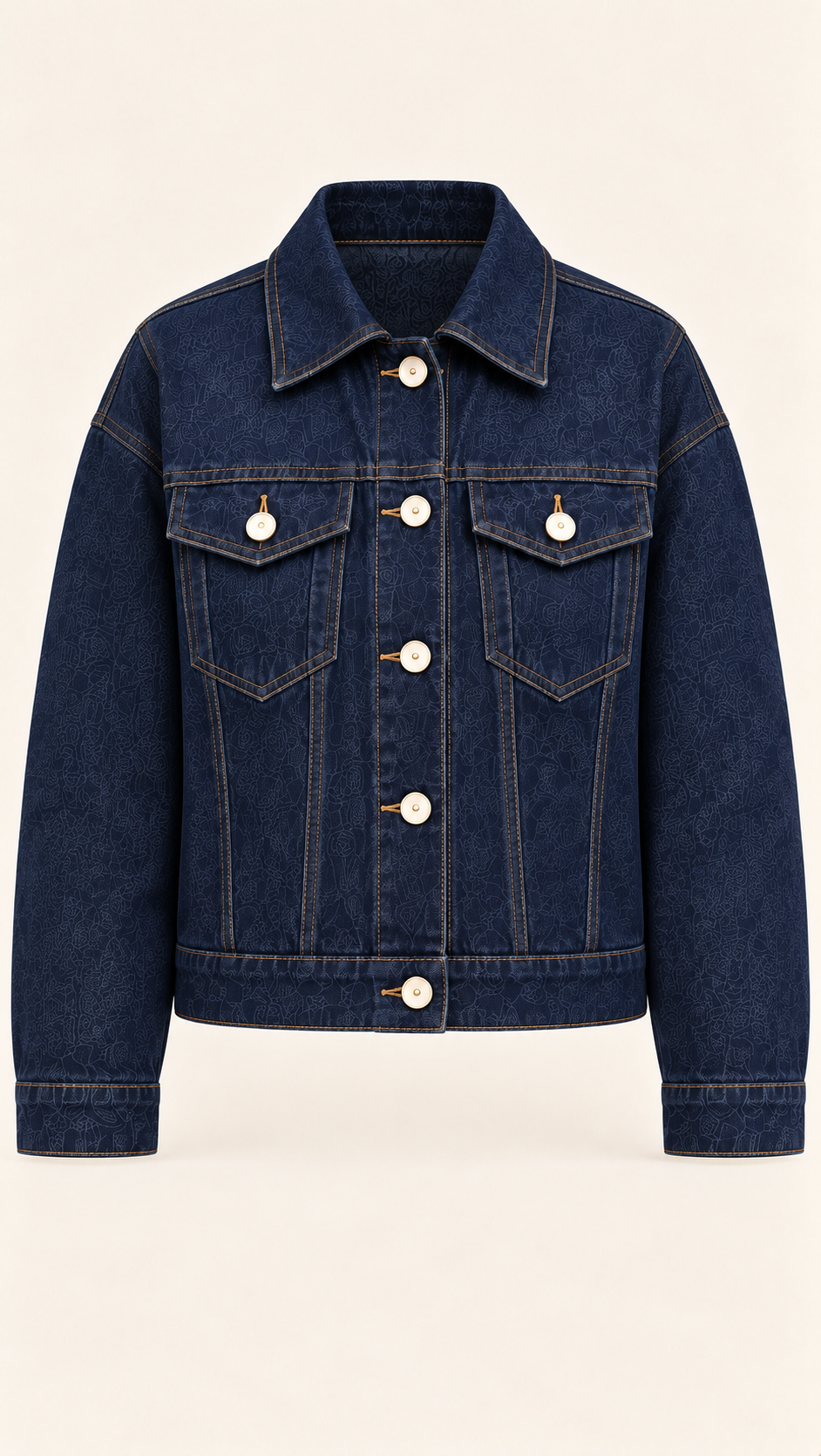 Oversized Printed Denim Jacket