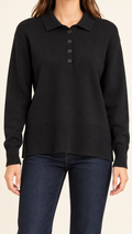 Black Knit Polo Sweater