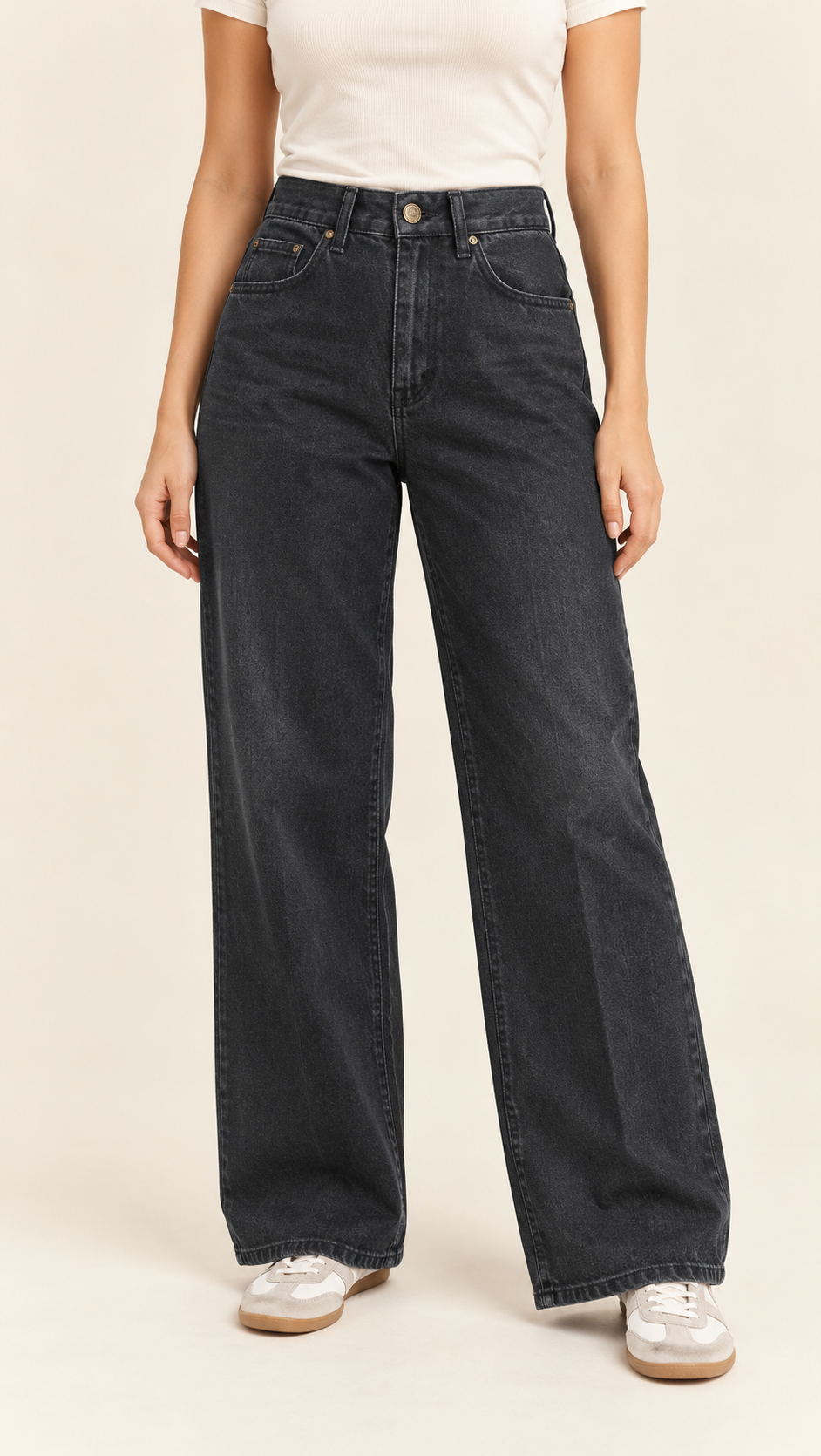Charcoal Wide-Leg Jeans