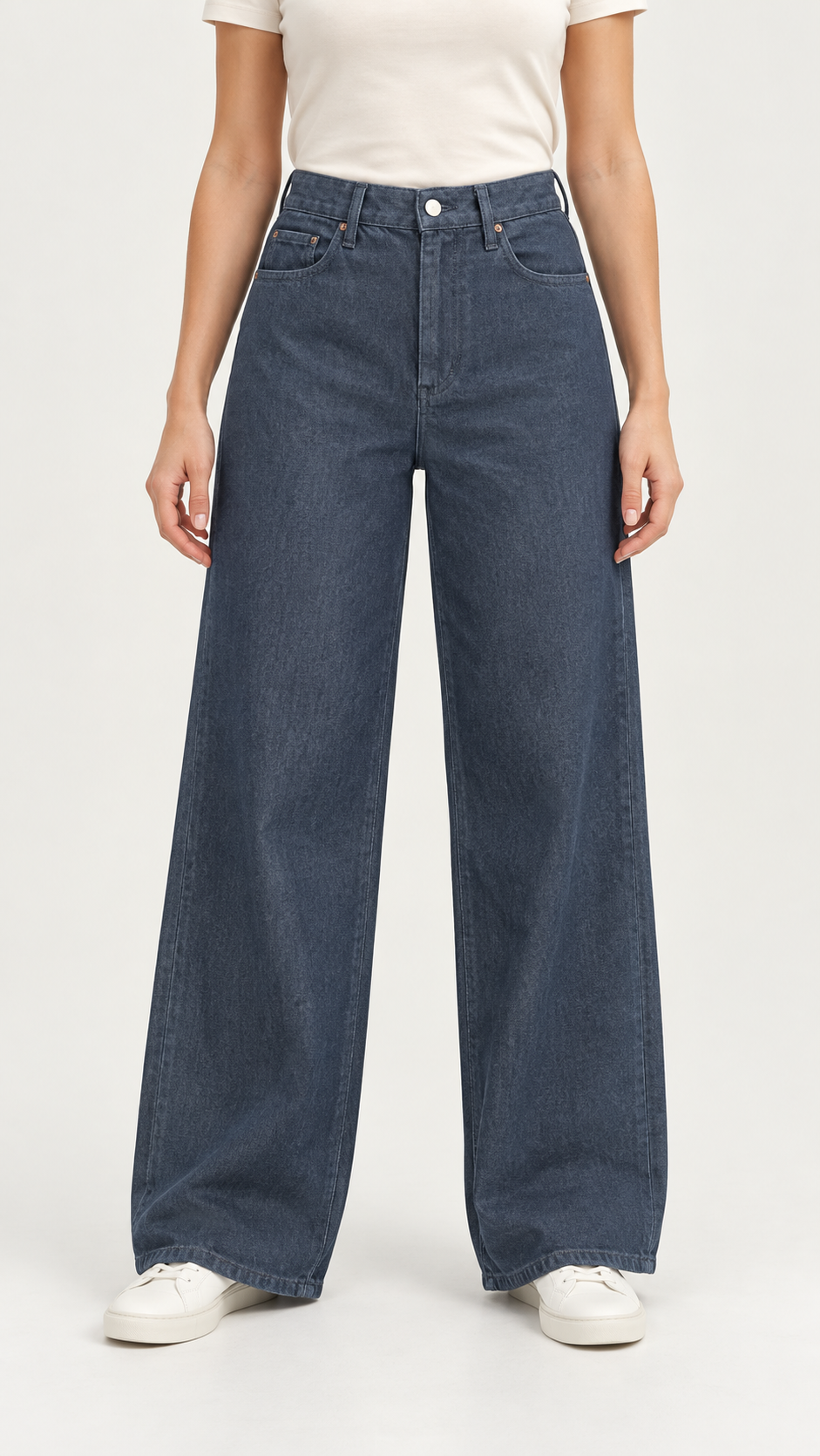 Slate Blue Wide-Leg Jeans
