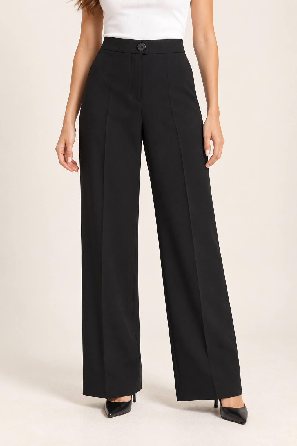 Black Button-Front Trousers
