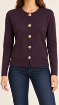 Brown Statement-Button Cardigan