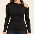 Gold-Detail Shoulder-Cutout Top