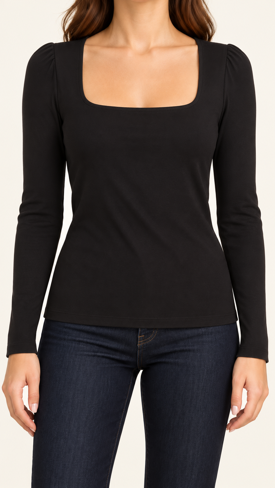 Black Square-Neck Top