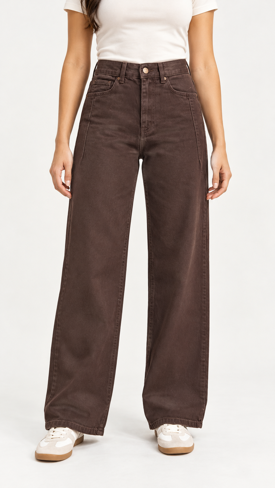 Chocolate Brown Wide-Leg Jeans